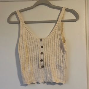 Cream Ribbed Abercrombie&Fitch Crop Tank